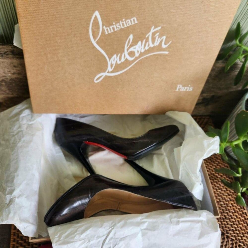 Louboutin Pumps Brown Leather Christian Louboutin Red Bottoms 38.5 Paris Chic - Picture 8 of 16